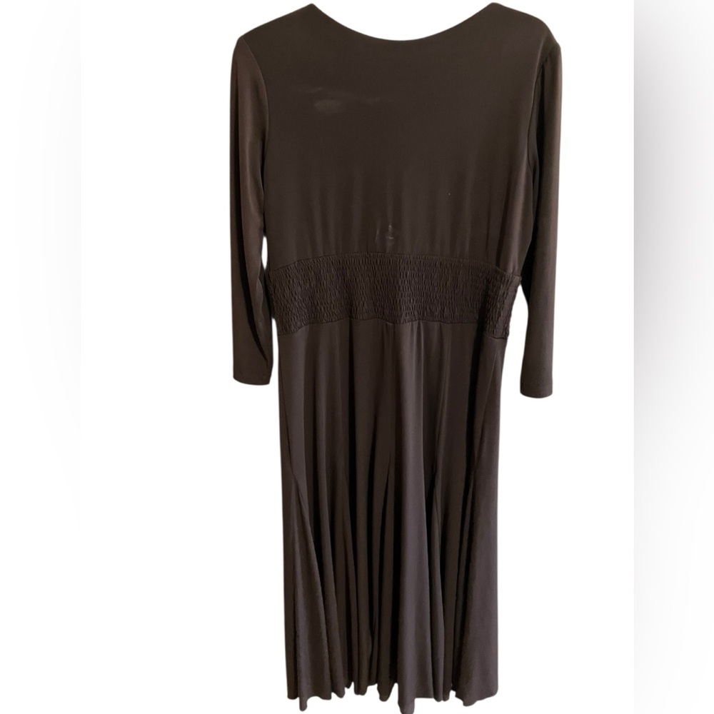 Rabbit Rabbit Slimming Design Brown Umpire Waist V Neck Swing Skirt Dress 12 - Picture 11 of 11